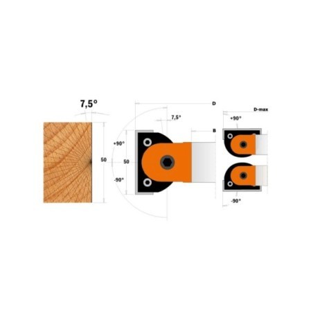 Testa portacoltelli professionale regolabile per smussi ±90°